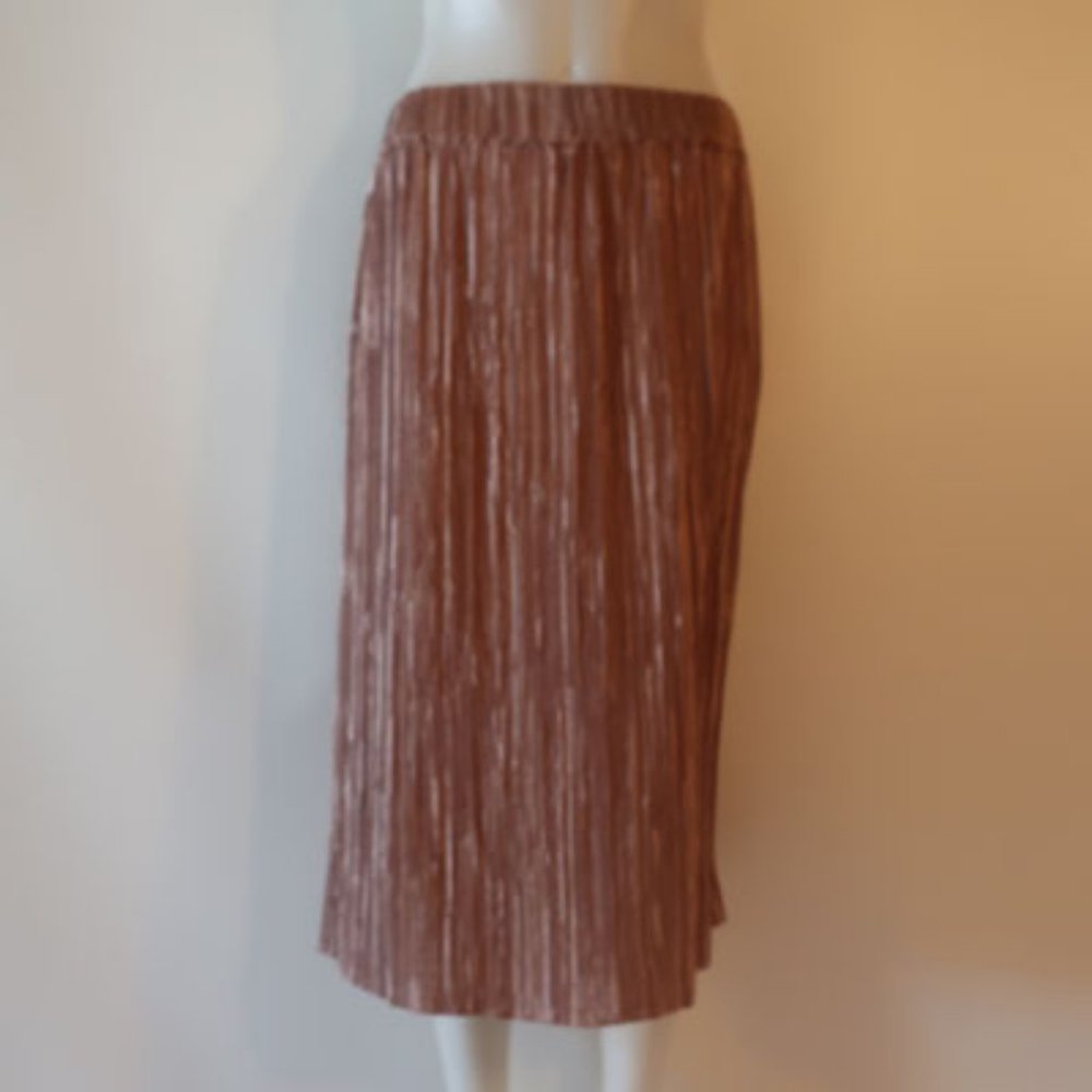 Womens Scarlet Roos Blush Pink Crinkled Elastic Waist Midi Skirt 1 US/S *